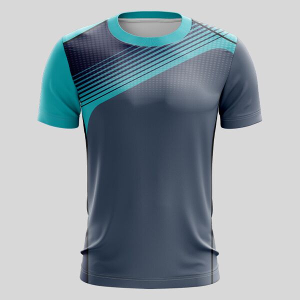 Blue Green Linear Gradient Full Print Roundneck Shirt Thumbnail