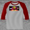 Raglan 3/4 Roundneck Shirt (Gray Body) Thumbnail