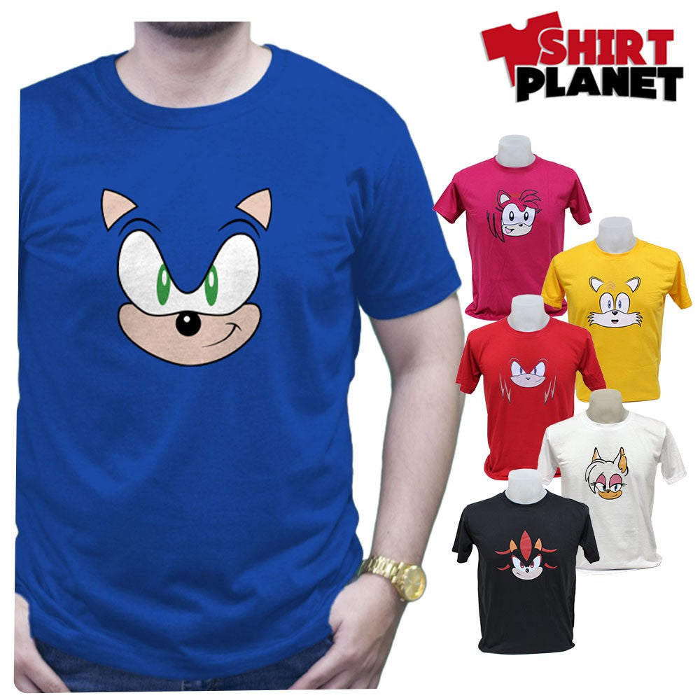 Shirt Planet FACES DESIGN Sonic Tails Shadow Amy The Hedgehog Kids Adult Family TShirt DTF Print