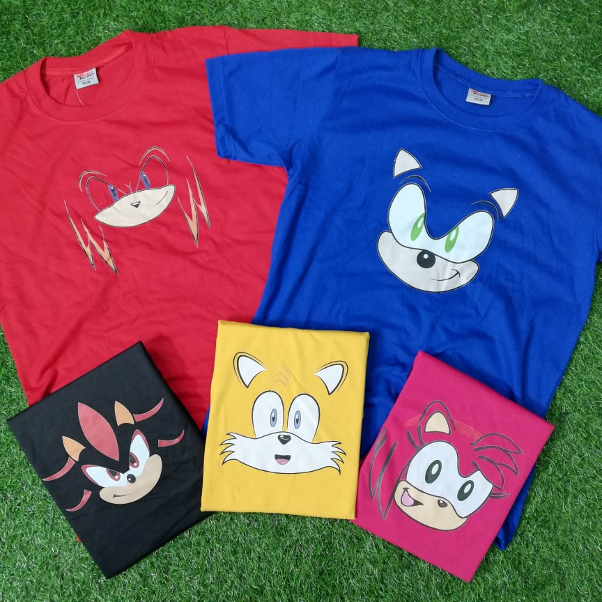 Shirt Planet FACES DESIGN Sonic Tails Shadow Amy The Hedgehog Kids Adult Family TShirt DTF Print