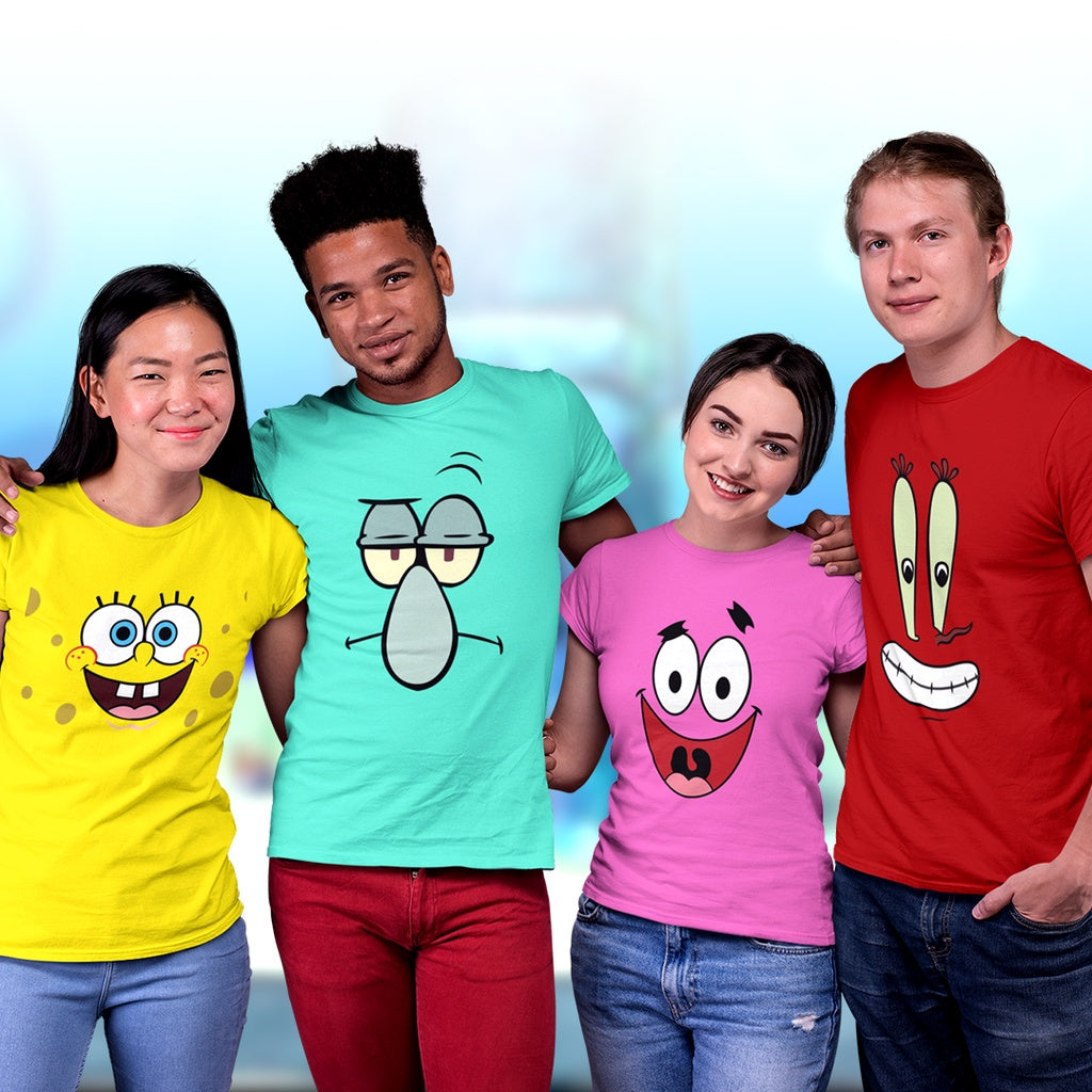 SPONGEBOB FACES DESIGN Shirt for Adult, Kids Couple / Family Tees Patrick Sandy Squidward DTF PRINT