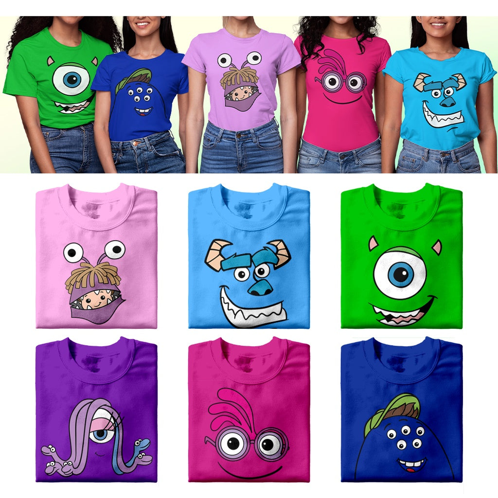 Shirtplanet Monsters University FACES DESIGN Shirt Adult & Kids  DTF PRINT MIKE BOO JAMES RANDY