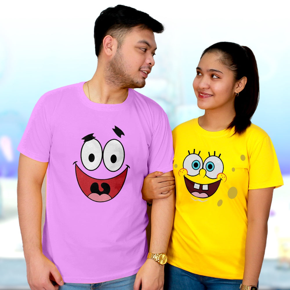 SPONGEBOB FACES DESIGN Shirt for Adult, Kids Couple / Family Tees Patrick Sandy Squidward DTF PRINT