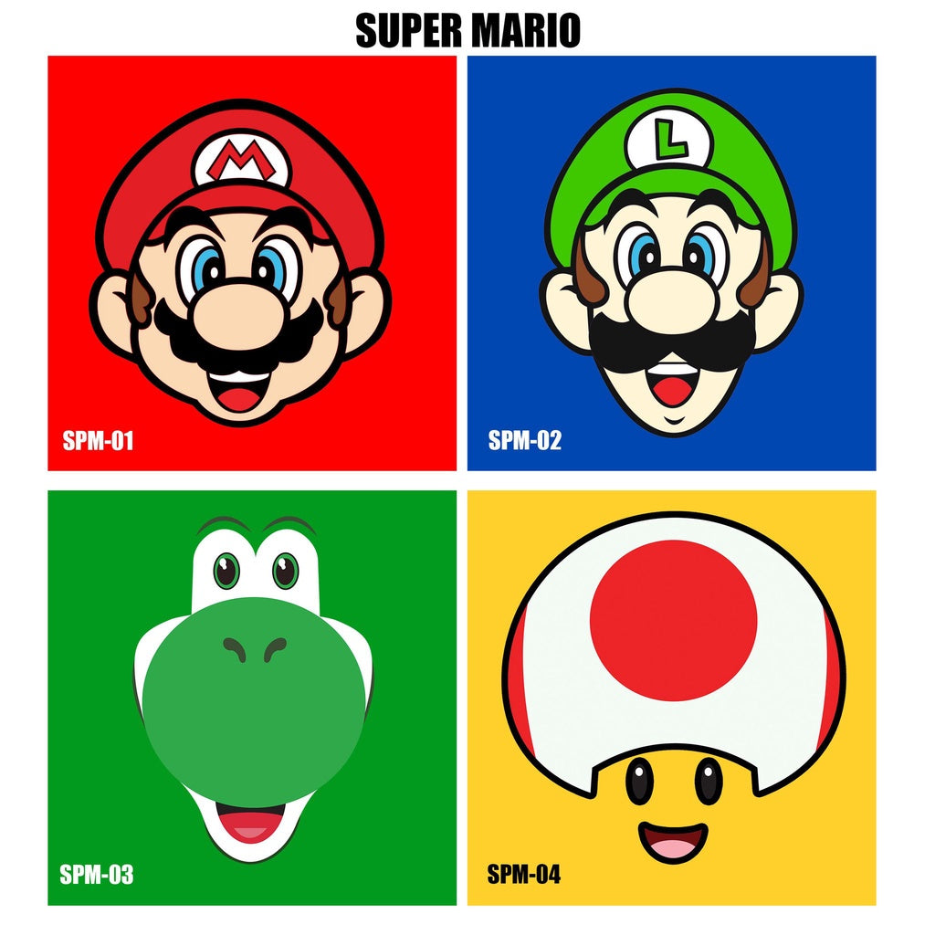 Shirtplanet Super Mario FACES DESIGN Shirt for Adult and Kids MARIO LUIGI YOSHI TOAD DTF PRINT