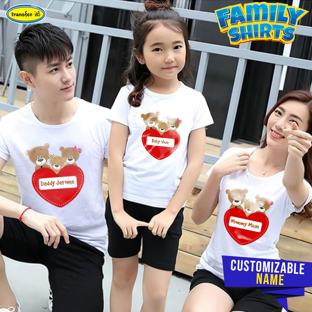 Transfer It Bear Design Daddy Mommy Baby Personalize Family Shirt