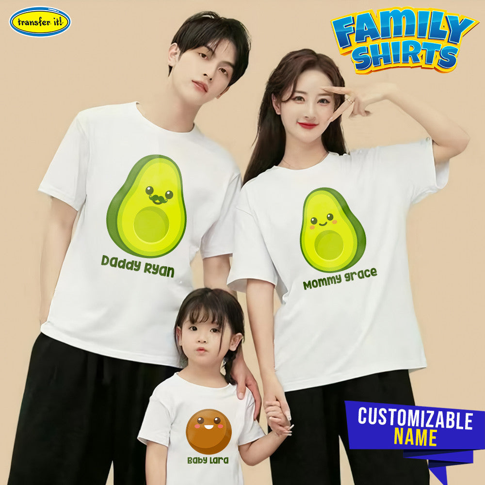 Transfer It Personalize Avocado Family Shirt Cute Fruits Daddy Mommy Baby Sold per Piece
