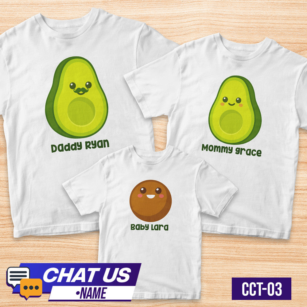 Transfer It Personalize Avocado Family Shirt Cute Fruits Daddy Mommy Baby Sold per Piece