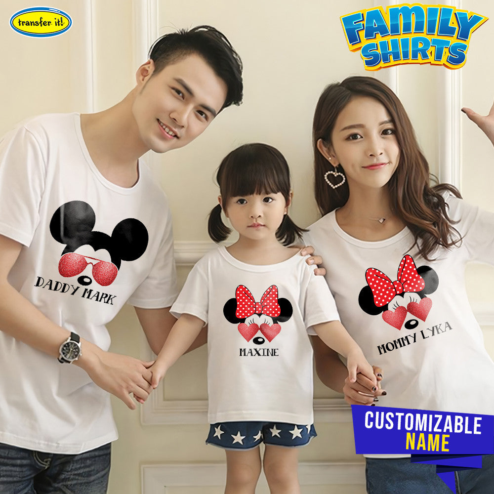 Transfer It Mickey Mouse Daddy Mini Mommy Baby Mouse Personalized Family Shirt Sold per Piece