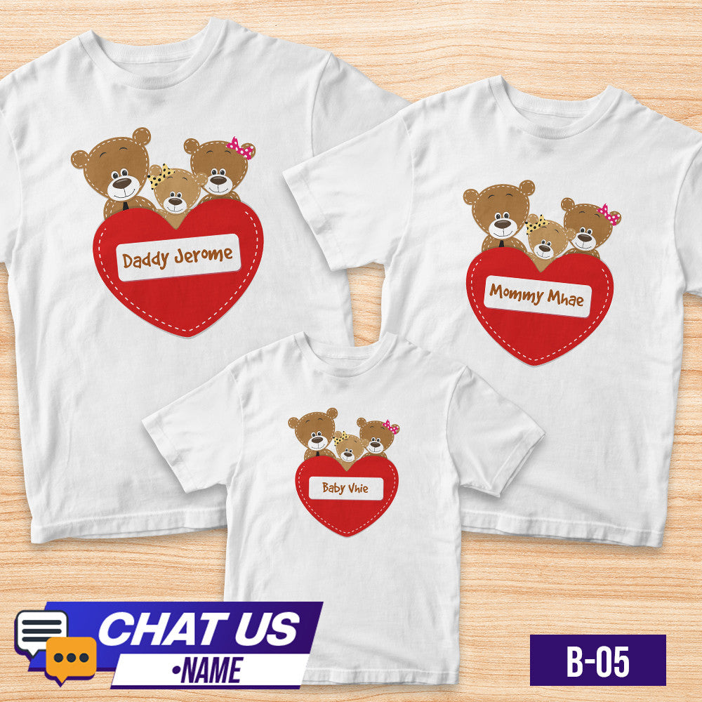 Transfer It Bear Design Daddy Mommy Baby Personalize Family Shirt