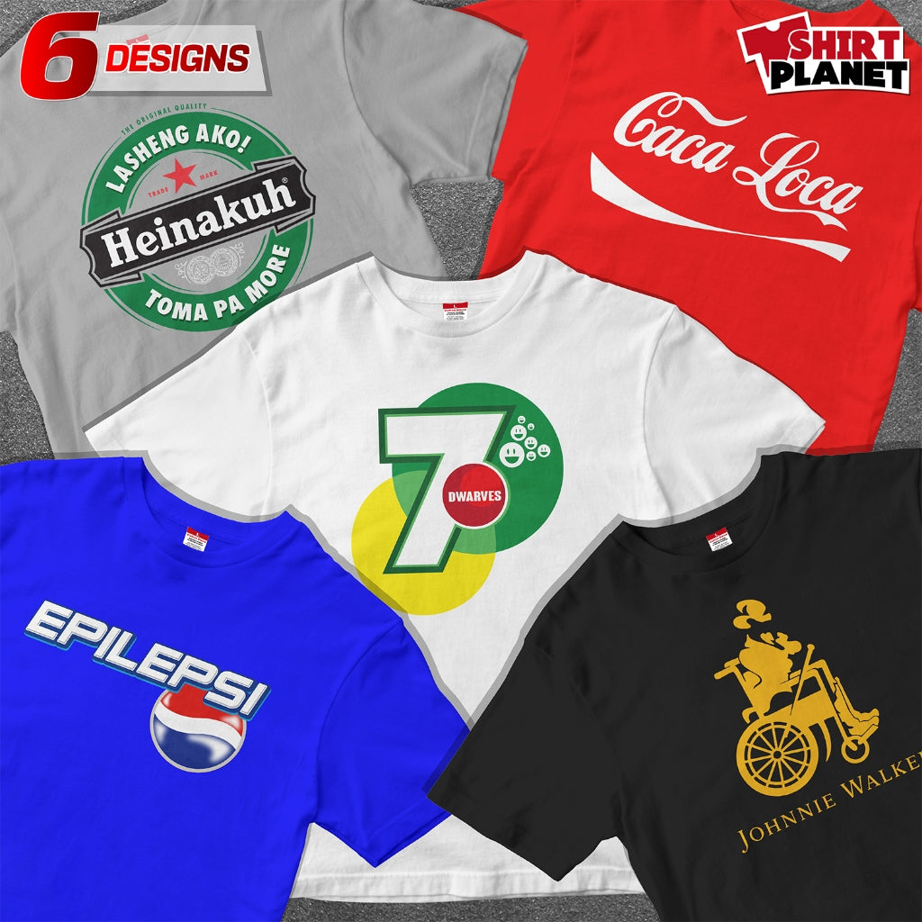 Shirt planet Famous drink brands parody Soda,Beer & Whiskey Funny statement Unisex