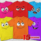 Shirt planet Kawaii faces Emoticons Design Blue Pink Lilac Y.Gold Red E.Green T-shirt High quality