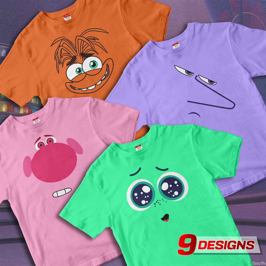 Shirt planet Inside out faces Joy, Anxiety, Sadness, Embarassment, Envy Design T-shirt High quality