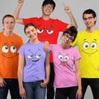 Shirt planet Kawaii faces Emoticons Design Blue Pink Lilac Y.Gold Red E.Green T-shirt High quality