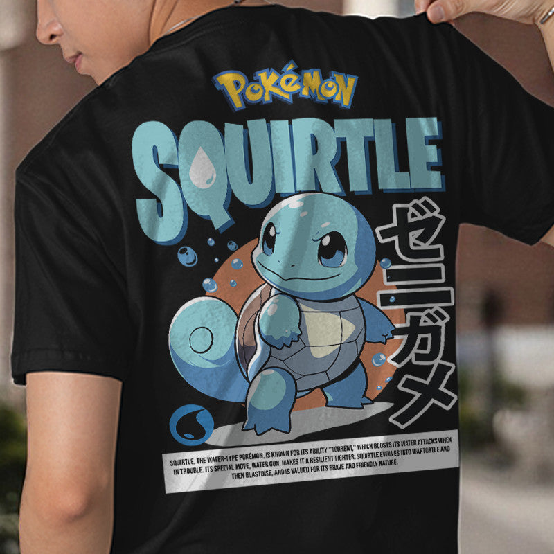 Embroidery Front Pokemon Squirtle Characters Bootleg Design T-shirt Unisex High quality