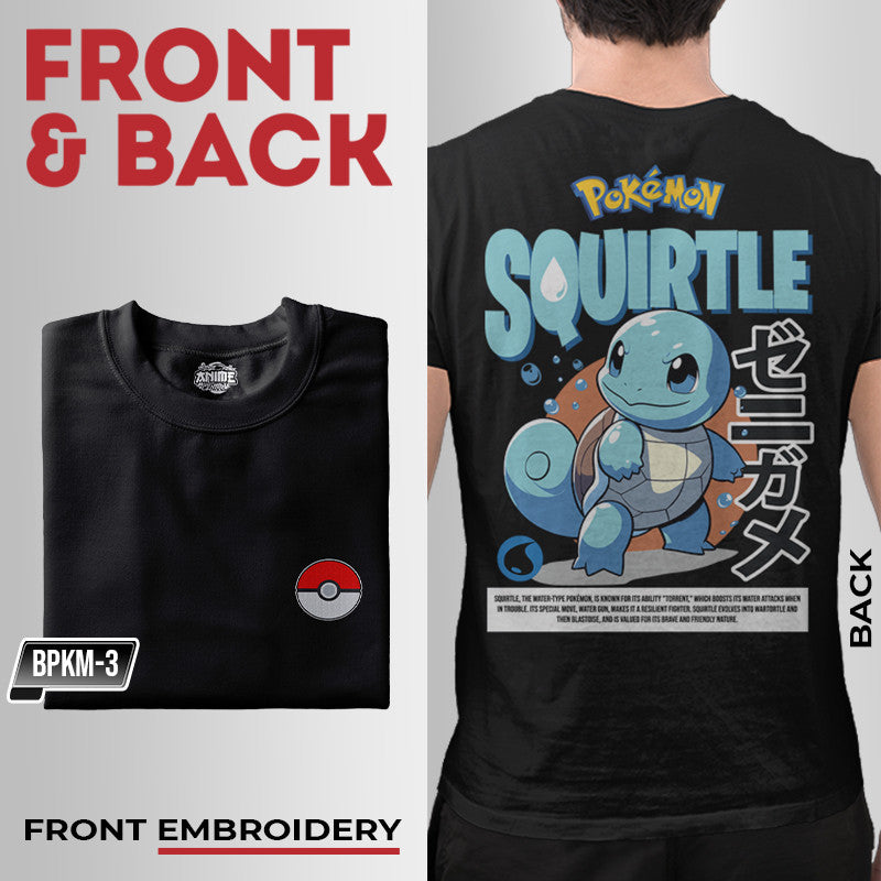 Embroidery Front Pokemon Squirtle Characters Bootleg Design T-shirt Unisex High quality