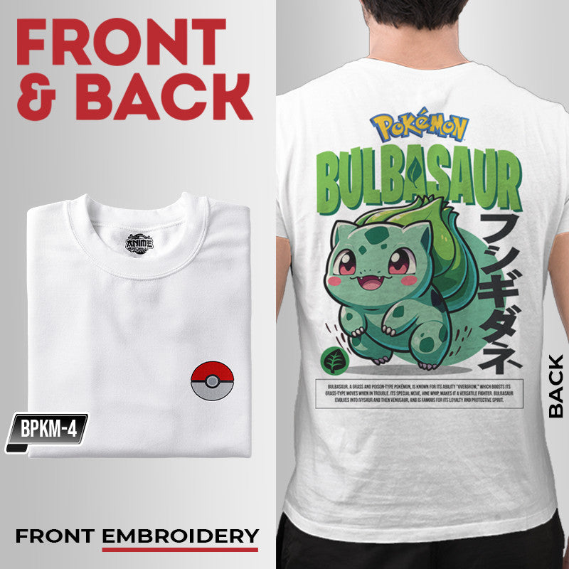 Embroidery Front Pokemon Bulbasaur Characters Bootleg Design T-shirt Unisex High quality