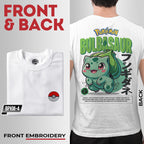 Embroidery Front Pokemon Bulbasaur Characters Bootleg Design T-shirt Unisex High quality