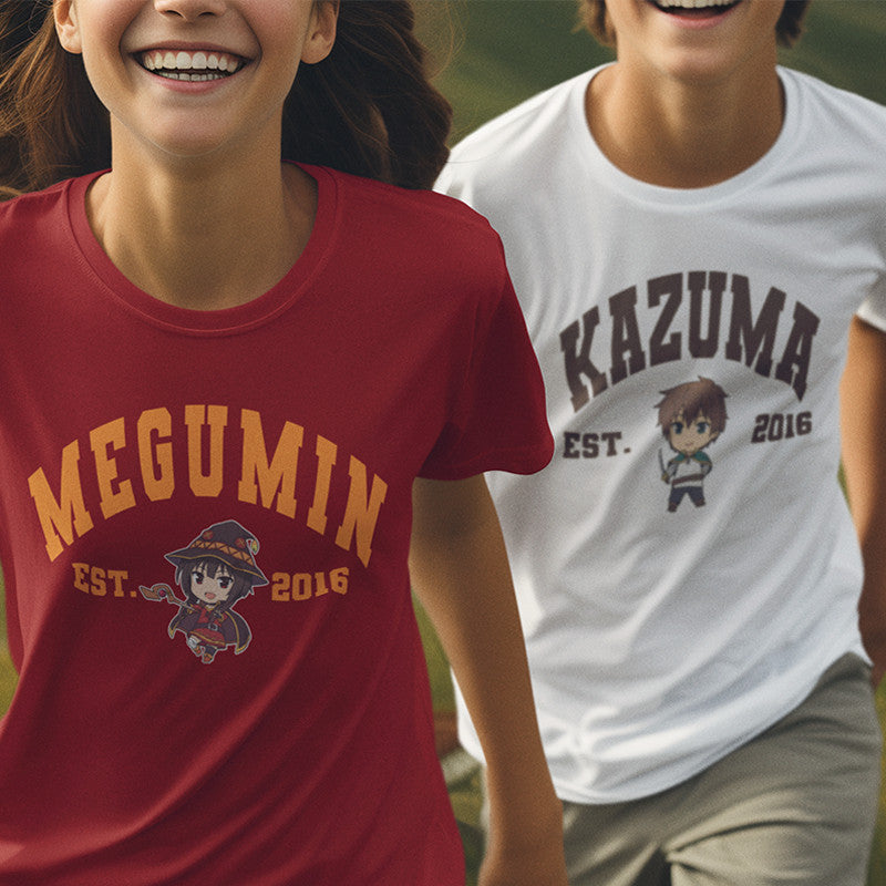 Anime Famous Konosuba  Kazuma, Megumin, Aqua, Darkness Character Design T-shirt Unisex