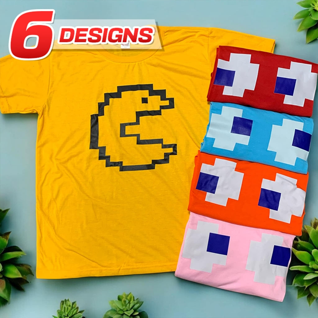 Shirt planet Famous Games Pacman Blinky Pinky Inky Clyde Character Faces Design T-shirt Unisex