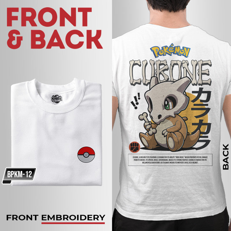 Embroidery Front Pokemon Cubone Characters Bootleg Design T-shirt Unisex High quality