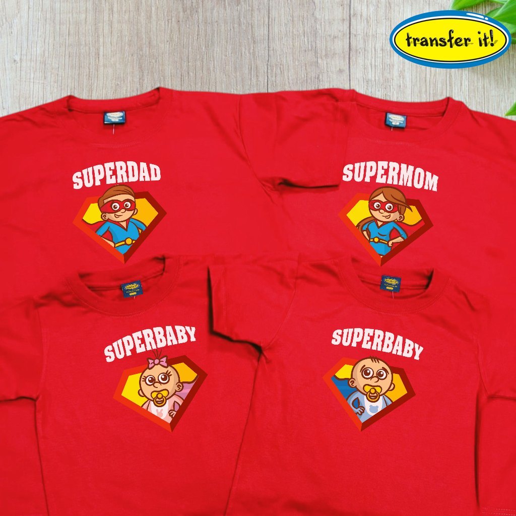 Transfer It Superhero Family Super Mom Dad Kid   Personalize Family Shirt SOLD per PIECE