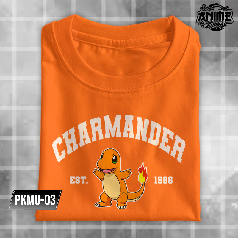 Pokemon Character Pikachu Charmander Jigglypuf Meowth Snorlax Charizard University Design T-shirt