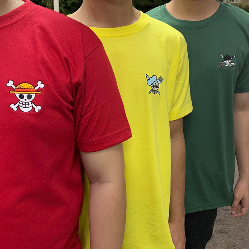Embroidery Anime One piece Character logo Luffy, Chopper, Zoro, Sanji, Robin Design T-shirt Unisex