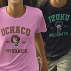 Anime My hero academia University theme Shoto, Izuku, Katsuki, Momo,Ochaco Character Design T-shirt