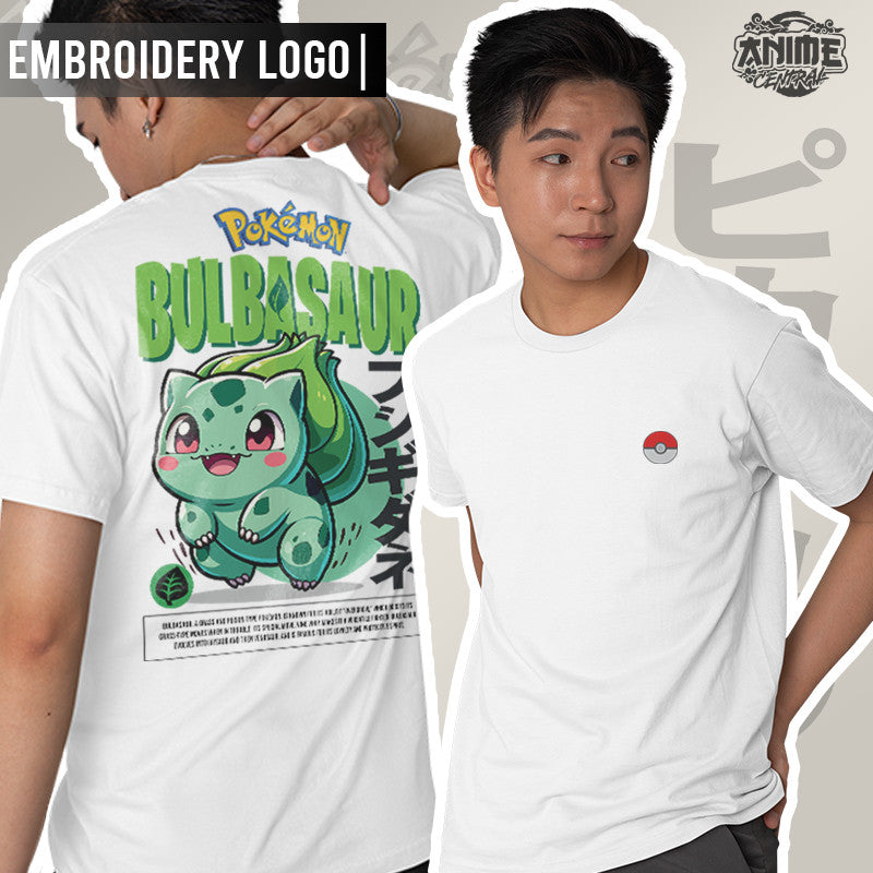 Embroidery Front Pokemon Bulbasaur Characters Bootleg Design T-shirt Unisex High quality