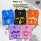 Pokemon Character Pikachu Charmander Jigglypuf Meowth Snorlax Charizard University Design T-shirt
