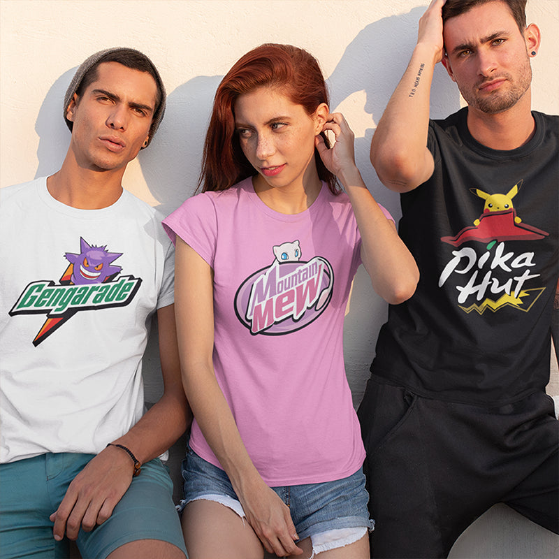 Shirt planet Pokemon brand parody Funny Pikahut, Gengarade, Mountain mew, Oddidas Design T-shirt