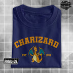 Pokemon Character Pikachu Charmander Jigglypuf Meowth Snorlax Charizard University Design T-shirt
