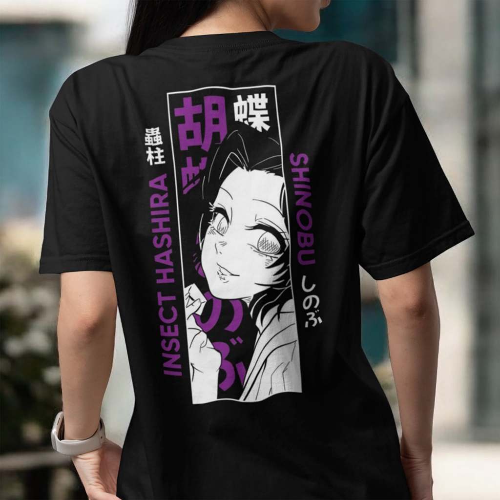 Anime  Demon Slayer Insect Hashira Shinobu Kocho Design Embroidery T-shirt Unisex High quality