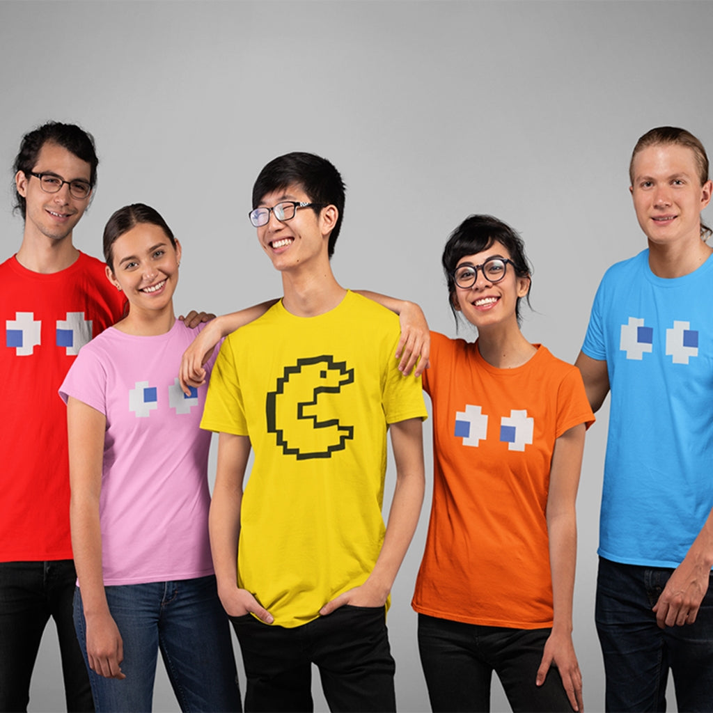 Shirt planet Famous Games Pacman Blinky Pinky Inky Clyde Character Faces Design T-shirt Unisex