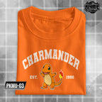 Pokemon Character Pikachu Charmander Jigglypuf Meowth Snorlax Charizard University Design T-shirt