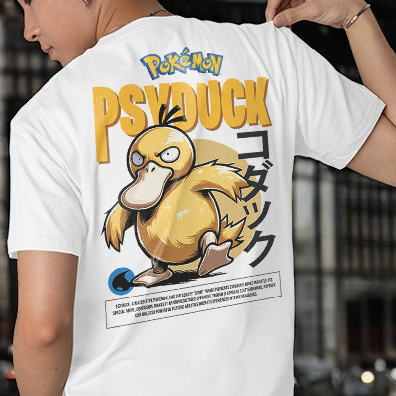 Embroidery Front Pokemon Psyduck Characters Bootleg Design T-shirt Unisex High quality