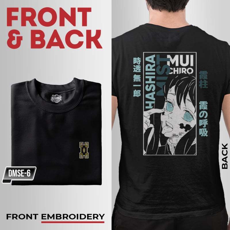 Anime Demon Slayer Mist Hashira Muichiro Tokito Design Embroidery T-shirt Unisex High quality
