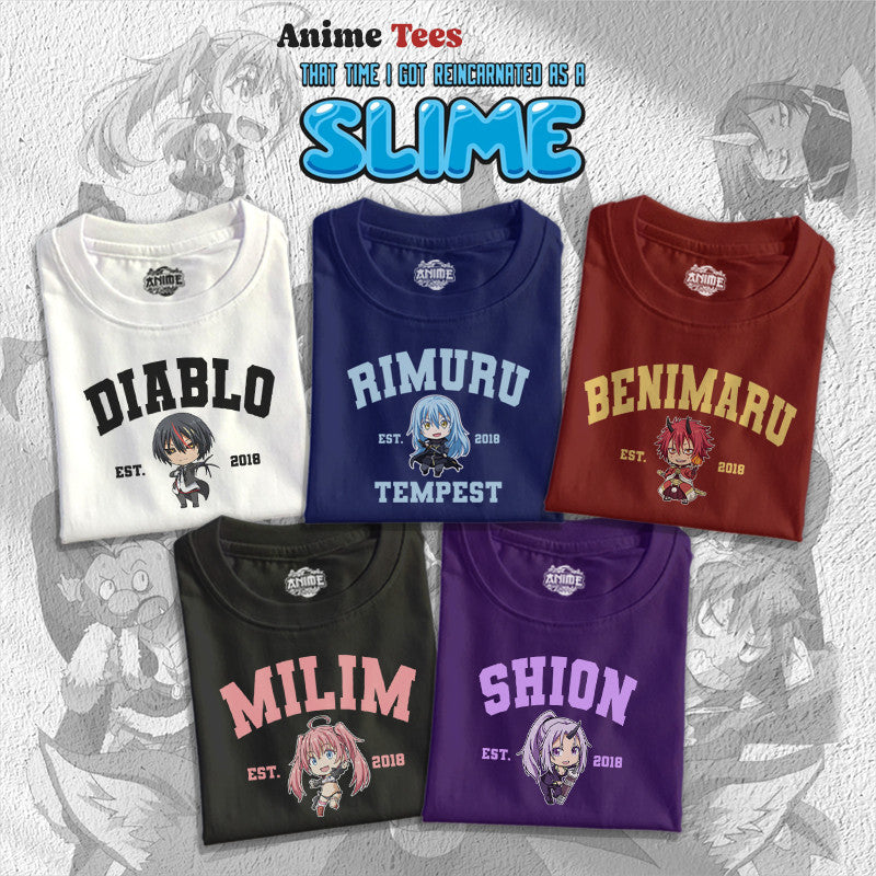 Anime That time I reincarnated as Slime Rimuru, Shion, Gobta, Shuna, Milim Character Design T-shirt
