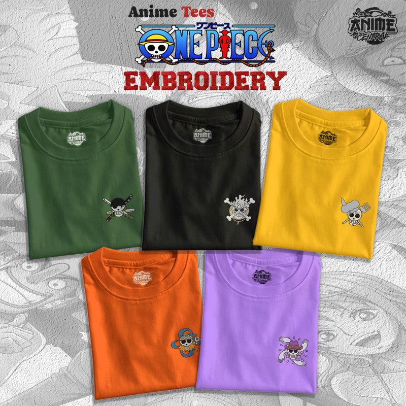 Embroidery Anime One piece Character logo Luffy, Chopper, Zoro, Sanji, Robin Design T-shirt Unisex