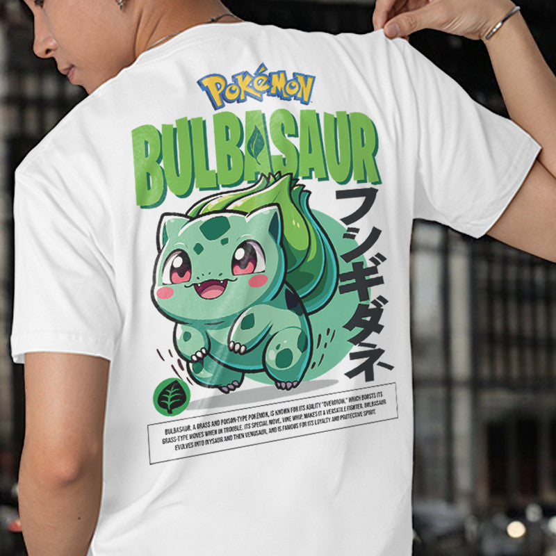 Embroidery Front Pokemon Bulbasaur Characters Bootleg Design T-shirt Unisex High quality