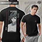 Anime Demon Slayer Water Hashira Giyu Tomioka Design Embroidery T-shirt Unisex High quality