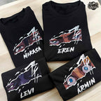 Anime Attack on titan half face Eren, Levi, Mikasa, Armin Character Design T-shirt Unisex