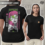 Anime Demon Slayer Love Hashira Mitsuri Kanroji  Design Embroidery T-shirt Unisex High quality