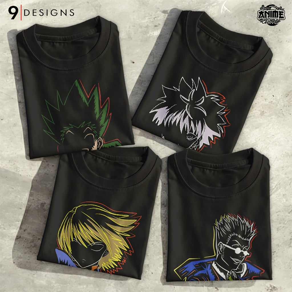 Famous anime Hunter x Hunter Silhoutte Killua, Kurapika,  Gon Character Design T-shirt