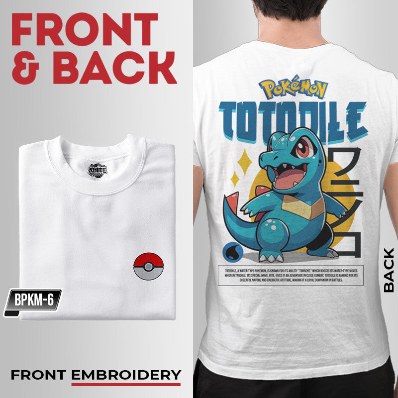 Embroidery Front Pokemon Totodile Characters Bootleg Design T-shirt Unisex High quality