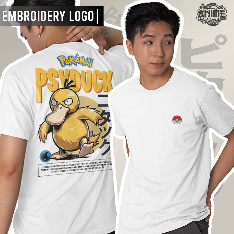 Embroidery Front Pokemon Psyduck Characters Bootleg Design T-shirt Unisex High quality