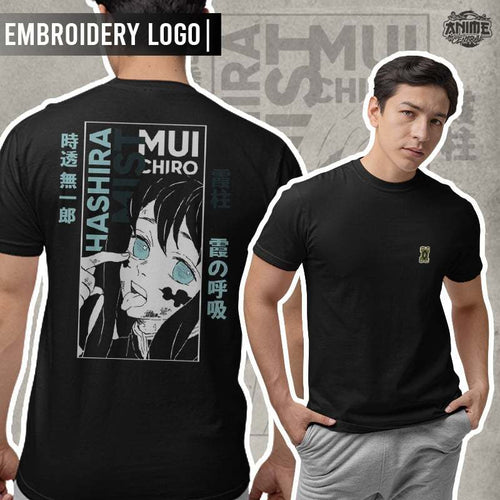 Anime Demon Slayer Mist Hashira Muichiro Tokito Design Embroidery T-shirt Unisex High quality