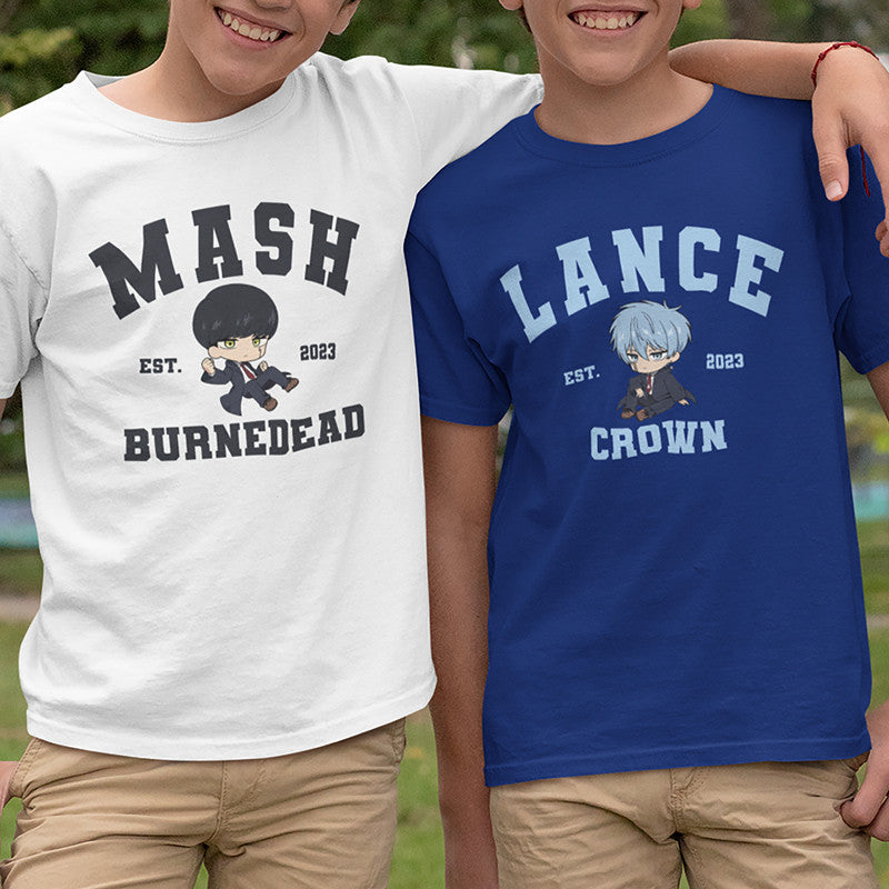 Anime Mashle Magic and Muscles Mash Burnedead, Lance Crown, Dot Barrett Character Design T-shirt