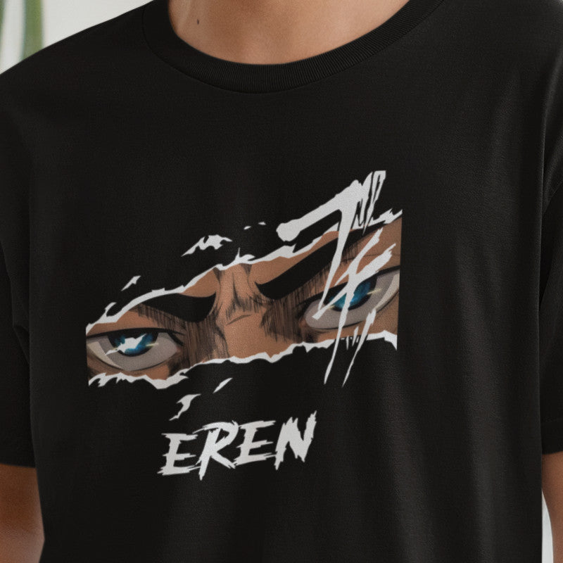 Anime Attack on titan half face Eren, Levi, Mikasa, Armin Character Design T-shirt Unisex