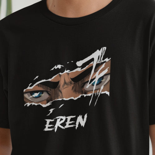 Anime Attack on titan half face Eren, Levi, Mikasa, Armin Character Design T-shirt Unisex